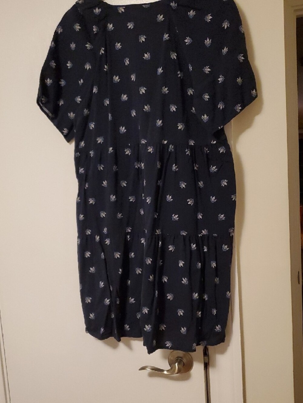 Women’s Navy Floral V-Neck Tiered Dress - Picture 4 of 4